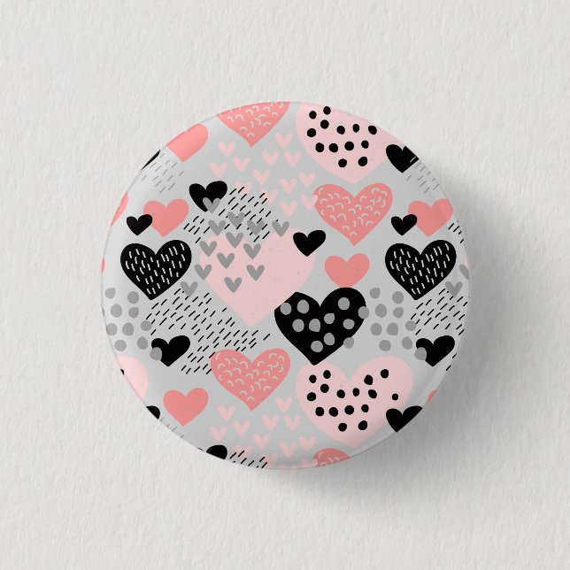 Hand Drawn Hearts and Dots Pattern ID471 3 Cm Round Badge (Front)