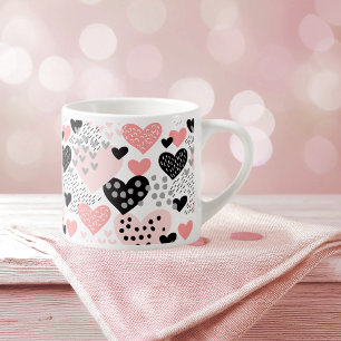 Hand Drawn Hearts and Dots Pattern ID471 Espresso Cup