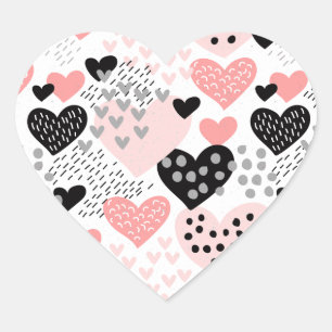 Hand Drawn Hearts and Dots Pattern ID471 Heart Sticker