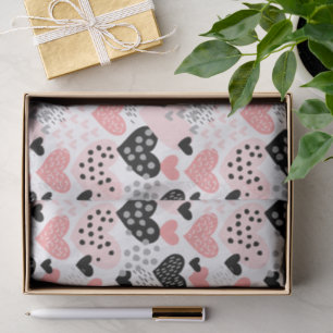 Hand Drawn Hearts and Dots Pattern ID471 Tissue Paper