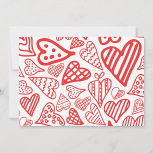 "Hand-Drawn Hearts Design Whimsical and Romantic Holiday Card