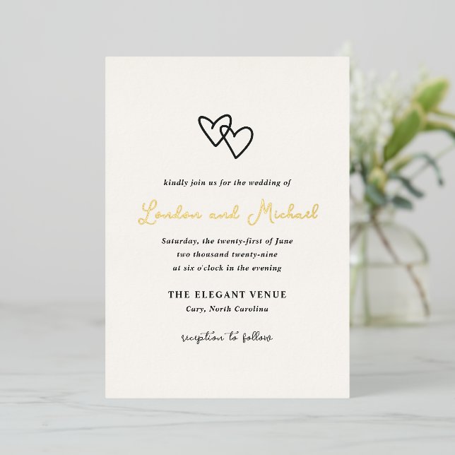 Hand Drawn Hearts Doodle Modern Wedding (Standing Front)
