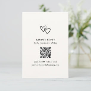 Hand Drawn Hearts Doodle Modern Wedding RSVP Card