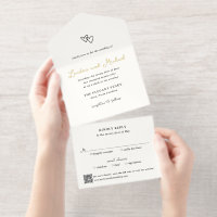 Hand Drawn Hearts Doodle QR Code Modern Wedding