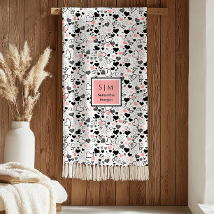 Hand Drawn Hearts Romantic Wedding Love Gift Art  Fleece Blanket