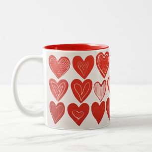 Hand-Drawn Hearts Two-Tone Mug