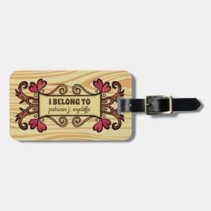 Hand Drawn Hearts Welcome Banner Wood Grain Fall Luggage Tag