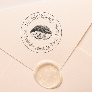 Hand Drawn Hedgehog   Family Name Return Address Self-inking Stamp