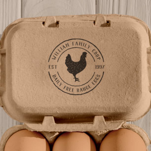 Hand-drawn Hen & Round Farm Details Egg Carton Rubber Stamp