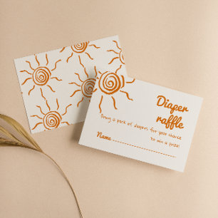 Hand Drawn Here Comes The Son Diaper Raffle  Enclosure Card