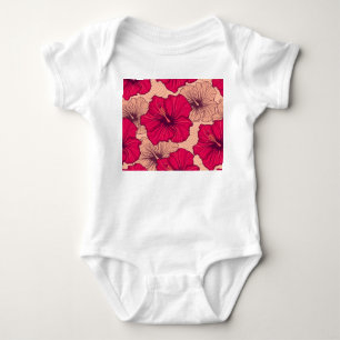 Hand Drawn Hibiscus Flowers Vintage Baby Bodysuit