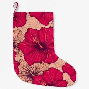 Hand Drawn Hibiscus Flowers Vintage Small Christmas Stocking
