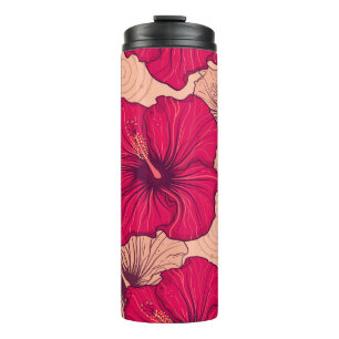 Hand Drawn Hibiscus Flowers Vintage Thermal Tumbler