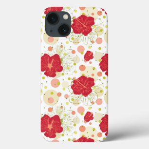 Hand Drawn Hibiscus Pattern iPhone 13 Case