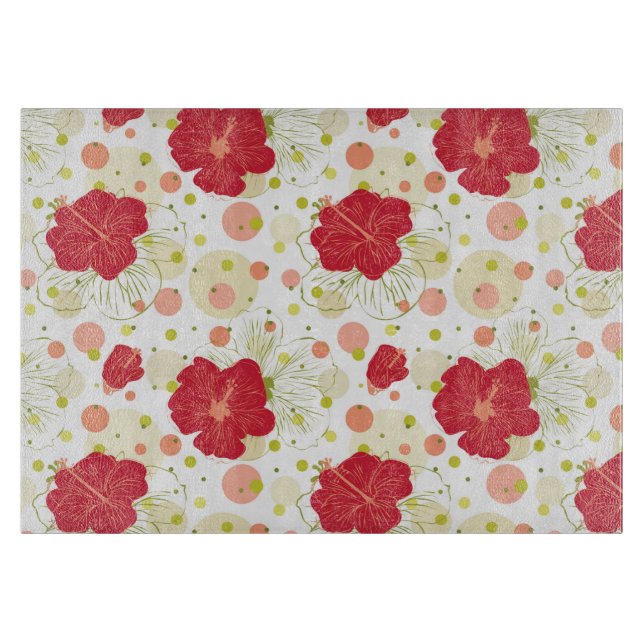 Hand Drawn Hibiscus Pattern Cutting Board (Front)