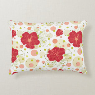 Hand Drawn Hibiscus Pattern Decorative Cushion