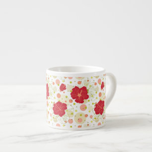 Hand Drawn Hibiscus Pattern Espresso Cup
