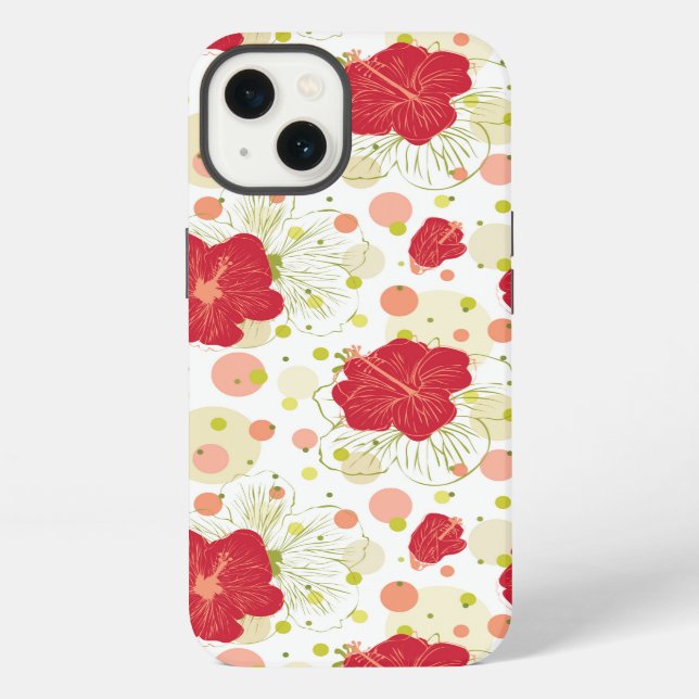 Hand Drawn Hibiscus Pattern iPhone Case (Back)