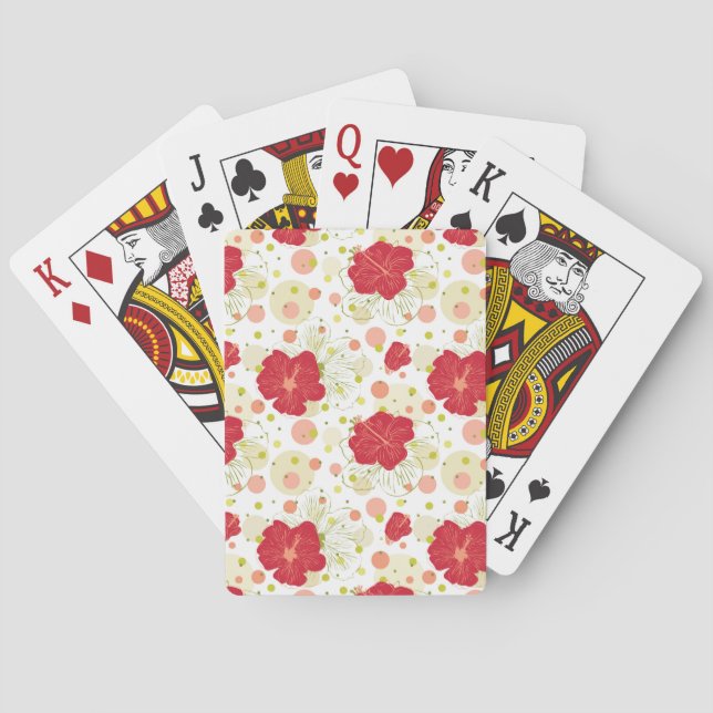 Hand Drawn Hibiscus Pattern Playing Cards (Back)