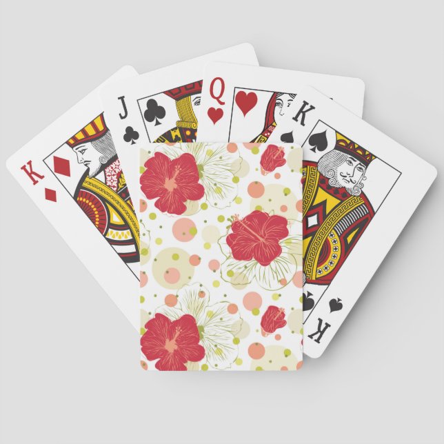 Hand Drawn Hibiscus Pattern Playing Cards (Back)