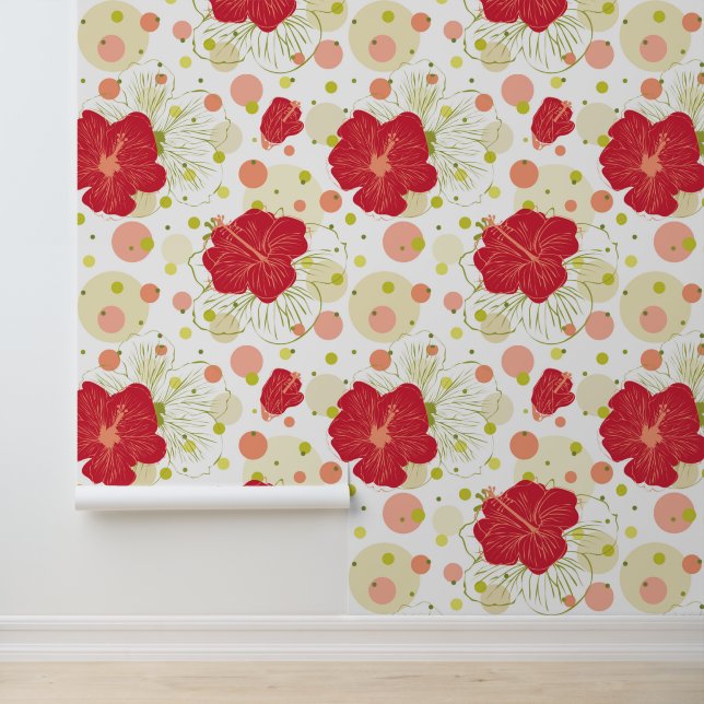 Hand Drawn Hibiscus Pattern Wallpaper (Application)