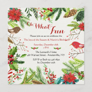 Hand Drawn Holiday Birthday Party Invitation