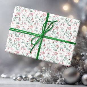 Hand Drawn Holiday Cheers Christmas Drinks Wrapping Paper