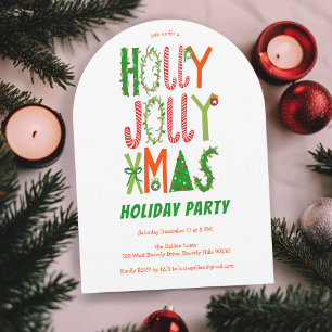 Hand-Drawn Holly Jolly Christmas CUSTOM Holiday Invitation