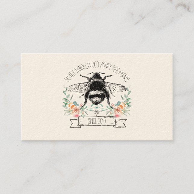 Hand Drawn Honey Bee Apiary Beekeeper Business Card (Front)