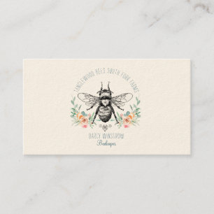 Hand Drawn Honey Bee Beekeeper Apiary Floral  Business Card
