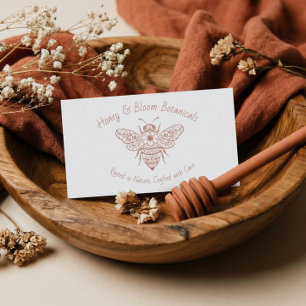 Hand Drawn Honey Bee Floral Botanical Wellness Business Card