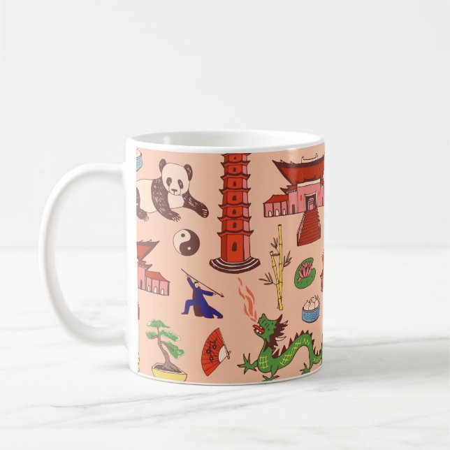 Hand-drawn Hong Kong motifs: seamless pattern Coffee Mug (Left)
