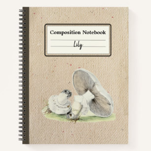 Hand Drawn Horse Mushroom Personalised Composition Notebook