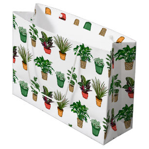 Hand Drawn Houseplants Birthday   Large Gift Bag
