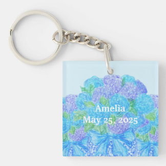 Hand Drawn Hydrangea In Vase Key Ring