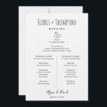 Hand drawn Icons  wedding Timeline bridal party  Invitation<br><div class="desc">Keep your wedding day running smoothly with this modern black and white wedding timeline and bridal party details card, featuring a clean minimalist design and charming hand-drawn illustrations. The front side highlights your wedding entourage—from bridesmaids to ring bearer—with space to personalise names and roles in a stylish, easy-to-read layout. Flip...</div>