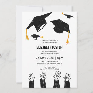 Hand drawn illustrated  graduation Invitation