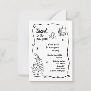 Hand Drawn Illustrated New Years Eve Party In Card