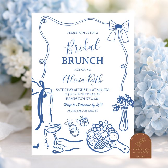 Hand-Drawn Illustration Bridal Brunch Invitation (Creator Uploaded)