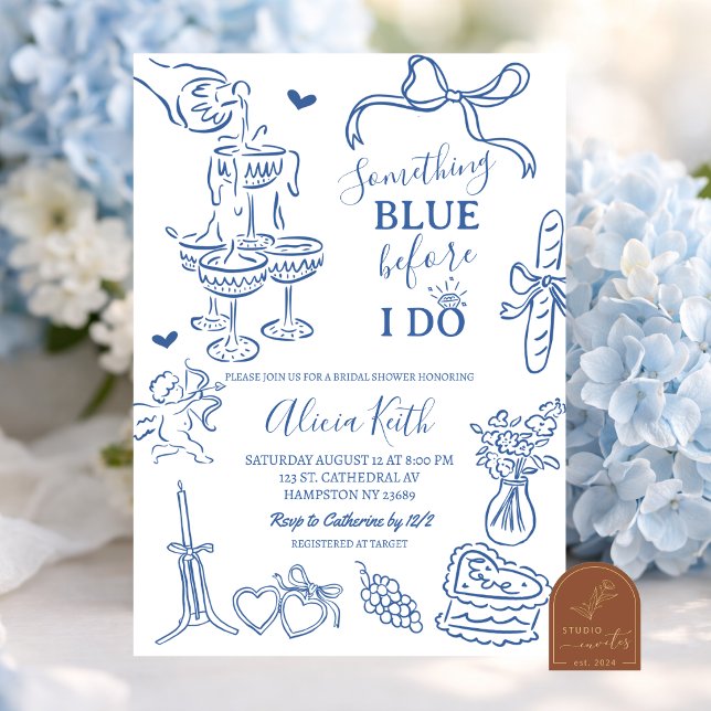 Hand Drawn Illustration Bridal Shower Invitation (Creator Uploaded)
