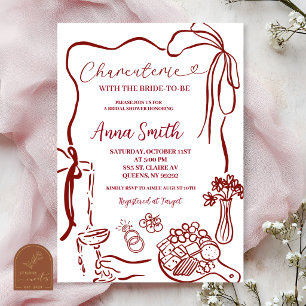 Hand Drawn Illustration Charcuterie Bridal Shower Invitation