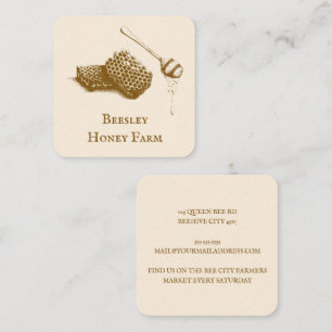 Hand drawn Illustration Honey Farm Beekeeper  Square Business Card