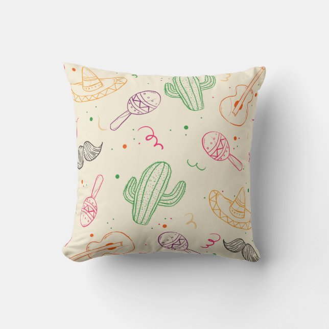 Hand Drawn Illustration Of Cinco De Mayo Day Cushion (Front)
