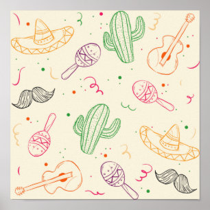 Hand Drawn Illustration Of Cinco De Mayo Day Poster