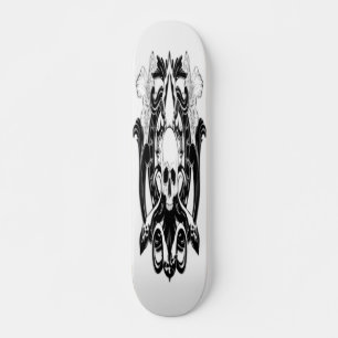 Hand Drawn Illustration of Skull and Squid Skateboard
