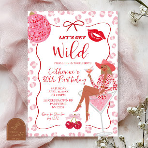 Hand Drawn Illustration Red Pink Let's Get Wild Bi Invitation