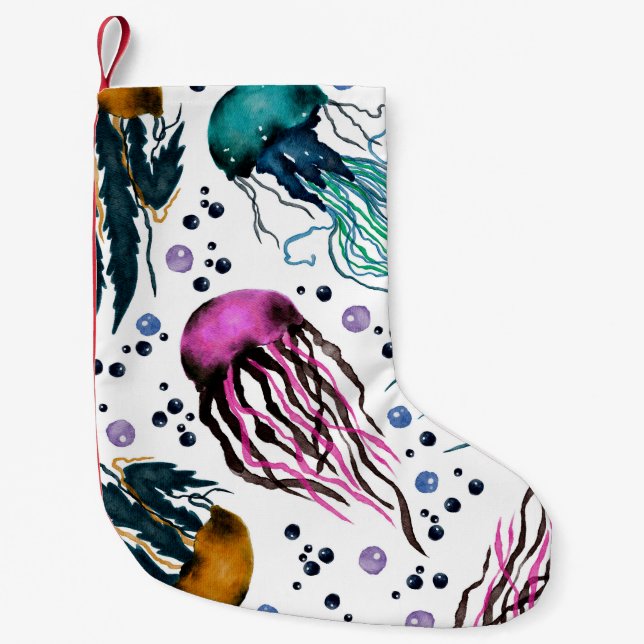 Hand drawn illustration. Seamless pattern. Digital Small Christmas Stocking (Front)