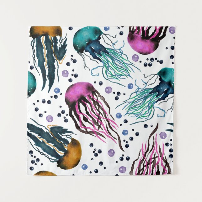 Hand drawn illustration. Seamless pattern. Digital Tapestry (Front)