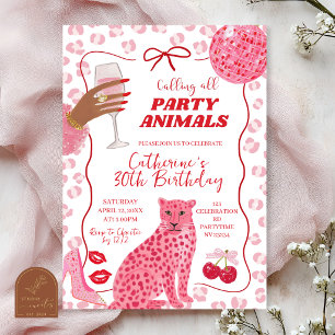 Hand Drawn Illustration Wild Party Animals Adult B Invitation