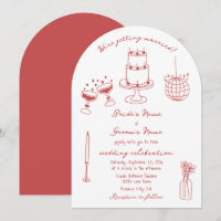 Hand Drawn Illustrations Doodles Maroon Wedding